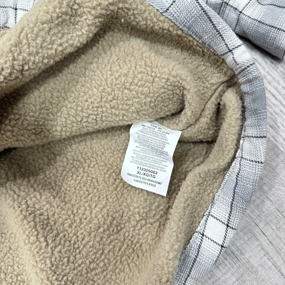 Wrangler Sherpa Lined Flannel Shirt Jacket Men's XL Gray Plaid Workwear Shacket - Picture 6 of 9